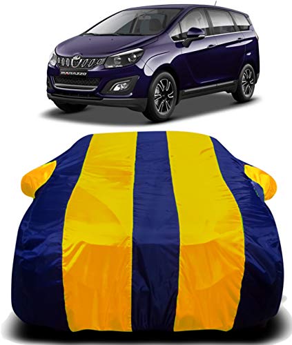Image of Waterproof Car Cover with Ultra Surface Body Protection (Yellow Stripes) (Mahindra Marazzo)