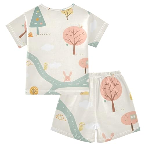 Summer Pajama Set Road Tree, Short Sleeve Sleepwear Nightwear2
