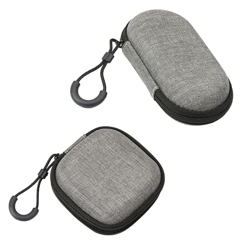 hioseyre - 2Pcs Shockproof Earphone Cases, Multi-function Portable Headphone Case, EVA Zipper Hearing Aid Case, Easy to Carry,Great for Earbuds, Cables, Keys, Memory Cards and Small Items (Gray)