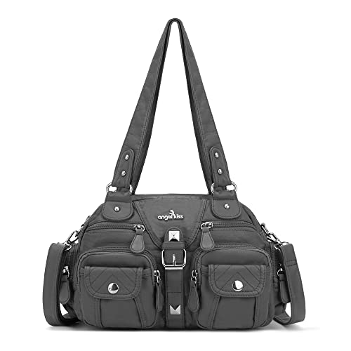 Image of Angel Kiss Hobo Crossbody Purses for Women Shoulder Bag Multipocket Soft Hobo Purses Removable Strap Leather Handbags