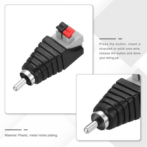 10 adaptadores RCA macho para cable de altavoz miniatura 3