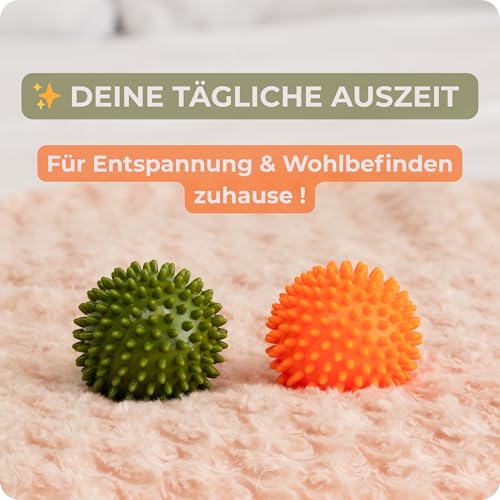 Foto von M.S.Lemberg® Igelball Massage Set - Massageball für Reflexzonen, Anti-Stress, Entspannung Geschenk - Noppenball Fußmassage Rücken Nacken Hand Fuß - Ball mit Noppen klein - hart & mittel-weich