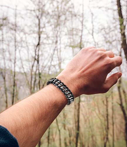 BOMAIL 10Pcs Black Leather Bracelets for Men Women Braided Leather Wristband Cuff Bracelets Punk Leather Bracelets Set4