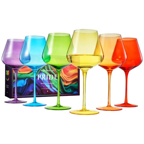 Pride LGBTQIA+ Colored Wine Glass Set (6-Pack)