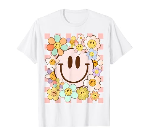 Happy Face Daisy Flower Shirt Preppy Aesthetic Smile Face T-Shirt