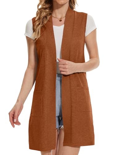 Image of Beautiful Nomad Sleeveless Cardigans for Women Long Sweater Vest