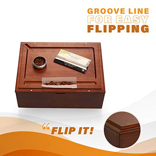 Vutada Wood Stash Box Large With Rolling Tray - 11” X 8” X 4” Keepsage Storage Box - Handmade Decorative Stash Box With Magnetic -- Premium Quality Dovetail Design Wooden Boxes ( Wood) #TOP3