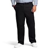 Izod Men's Big and Tall Performance Stretch Flat Front Pant, Black, 44W x 30L