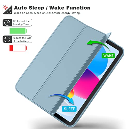 Image of ToaPoia Case for iPad (A16) 11 Inch 2025 /iPad 10th Generation 10.9 Inch 2022, Slim Trifold Stand Protective Cover with Pencil Holder and Soft TPU Back,Support Auto Sleep /Wake (Light Blue)