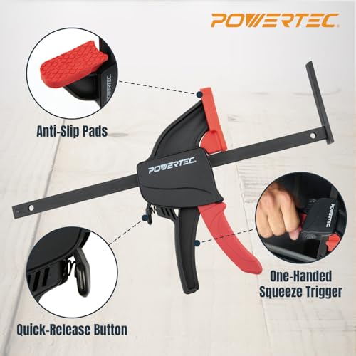 POWERTEC 2 PK Tracksaw Track Guide Rail Clamp, 8-3/4 Inch Quick Release Clamps for Circular Saw Guide Rail System, Woodworking, 71423V by POWERTEC - Image 3