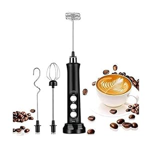 WPHGS Melkfolie, USB-oplaadbare elektrische schuimmachine met 2 roestvrij staal Whisk, Handheld 3 Speeds Egg Beatter…