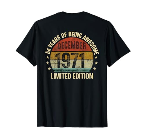 (Rückseite) Dezember Geburtstag 1971 Limited Edition Vintage 54 T-Shirt