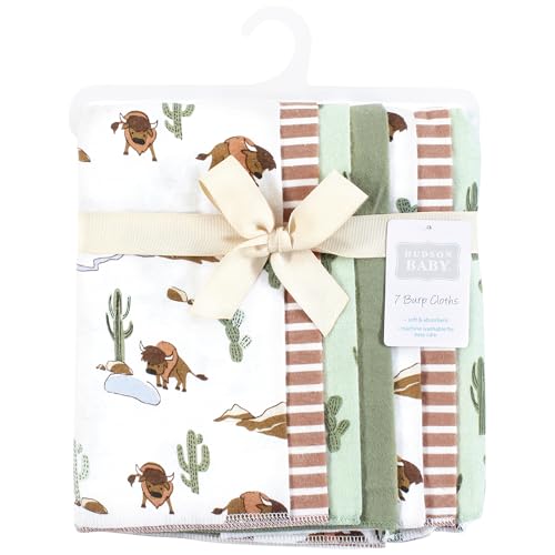 Image of Hudson Baby Unisex Baby Cotton Poly Flannel Burp Cloths, Wilderness 7 Pack, One Size