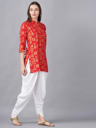Image of Women Rayon Straight Golden Foil Printed Kurta with Palazzo || Kurti with Palazzo Set for Casual Party & Festival Wear in Round Neck with 3 /4 Sleeve for Girls
