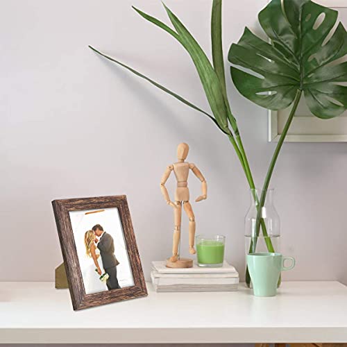 Q.hou 5X7 Picture Frame Wood Pattern Rustic Brown Photo Frames Packs 4 With High Definition Glass For Tabletop Or Wall Decor (Qh-Pf5X7-Br) #TOP3