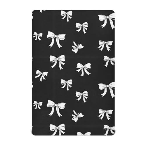 Image of Bow Black Fitted Crib Sheet for Boys Girls Baby Bed Sheets for Pack N Play Mattresses,52 X 28 in