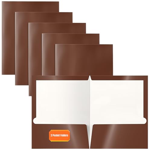 Image of Better Office Products 2 Pocket Glossy Laminated Brown Paper Folders, Box of 25, Letter Size, Brown Paper Portfolios