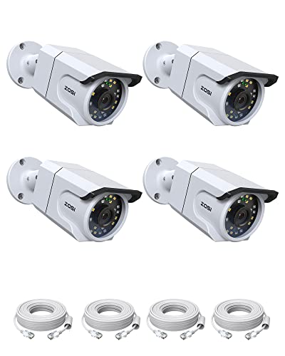 Zosi 4Pk 4K 8Mp Poe Security Ip Camera With Ethernet Cables Bullet Poe Camera Outdoor With Starlight Night Vision,Motion Detection,Smart Light Alarm,Ip66 Weatherproof, Only Work With Zosi 4K Poe Nvr #TOP17