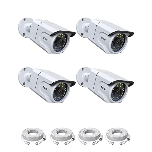 ZOSI 4PK 4K 8MP PoE Security IP Camera with Ethernet Cables Bullet PoE Camera Outdoor with Starlight Night Vision,Motion Detection,Smart Light Alarm,I