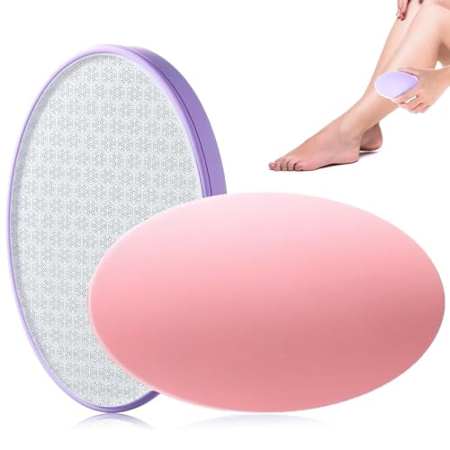 2PCS Premium Crystal Hair Eraser Reusable Crystal Hair Remover Painless Exfoliation Epilators Hair Removal for Women Nano Glass Natural Gentle and Efficient Shaver Trimmer on Leg Arm(Pink Purple)