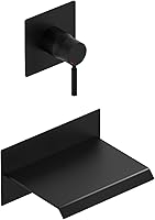 Vista 9 de BWE Grifo de Bañera de Níquel Cepillado Cascada Grifo de Bañera Montado en la Pared Caño de Bañera Llenador de Bañera Kit de Ducha de Una Manija