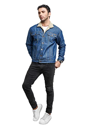 Image of Men's Winter Wear Sherpa Blue Denim Jacket