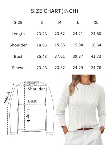 Lillusory Cable Knit Sweater Womens Pullover Soft Chunky Outfits Clothes Clothing Trendy Cute Vintage Old Money Casual Ladies Cotton Lightweight 2024 Winter Cream Xl thumb #5