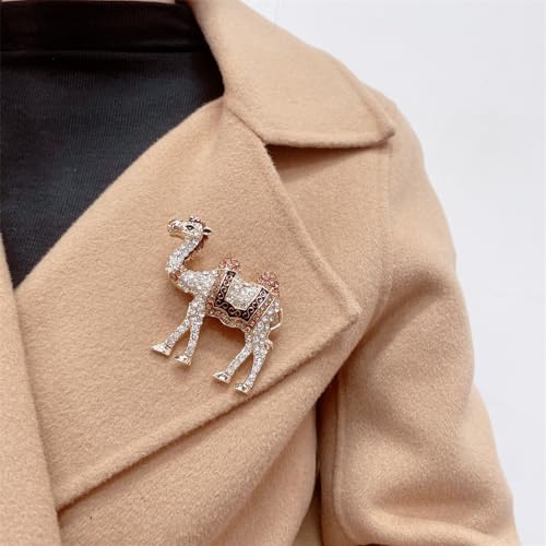 Image of Cute Camel Rhinestones Brooches Lapel Pins for Women Men Teen Girls Funny Sparkly Crystal Cartoon Animal Pin Dress Suit Hat Bag Clothes Accessories Jewelry Party Christmas Holiday Gifts