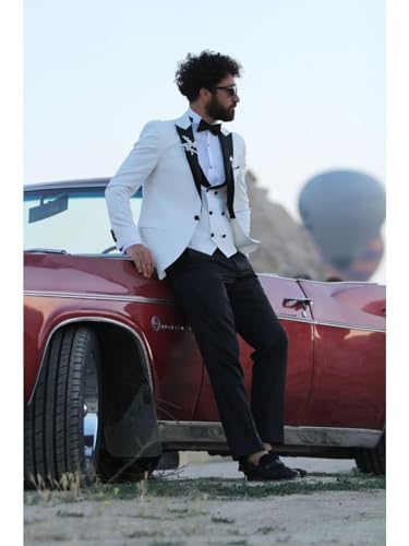 Mens Suits Slim Fit Tuxedo Velvet Collar Double Breasted Suit Men Wedding Prom Suits (Jacket+Vest+Pants)3