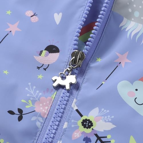 Image of MGEOY Girls Rain Jacket Lightweight Waterproof Hooded Cotton Lined Raincoat Windbreaker for Kids Size 4-12 Years