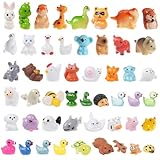 BeadRiver 50PCS Mini Resin Animals Tiny Animals Miniature Figurines Bulk for Micro Fairy Garden Landscape Dollhouse Accessories Hide and Seek Crafts Decor Aquarium Toys