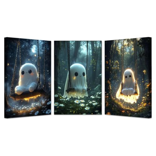 Tableau Halloween forêt fantôme pour instaurer une ambiance mystique au salon