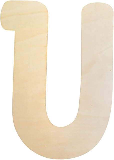 Large Wooden Letters, 30cm Wooden Letter for Crafts Children's Names Capital Alphabet 5mm Thick Unfinished MDF Wood Slices Nursery Wall Hanging Art Sign Board Painting Home Decor (U)