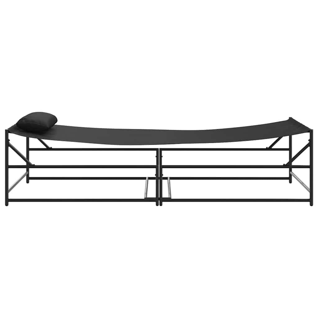 Leżak ogrodowy, 2 sztuki, stal malowana proszkowo, z poduszką 199 x 80 x 50,5 cm, na taras, balkon, basen, z wytrzymałym stelażem i wygodnym leżakiem