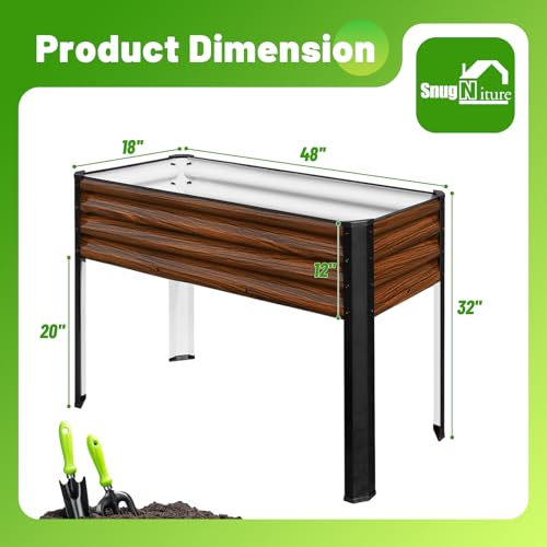 Image of SnugNiture Raised Garden Bed with Legs, 2PCS 48x18x32in Outdoor Metal Elevated Raised Planter Box for Backyard, Patio, Balcony