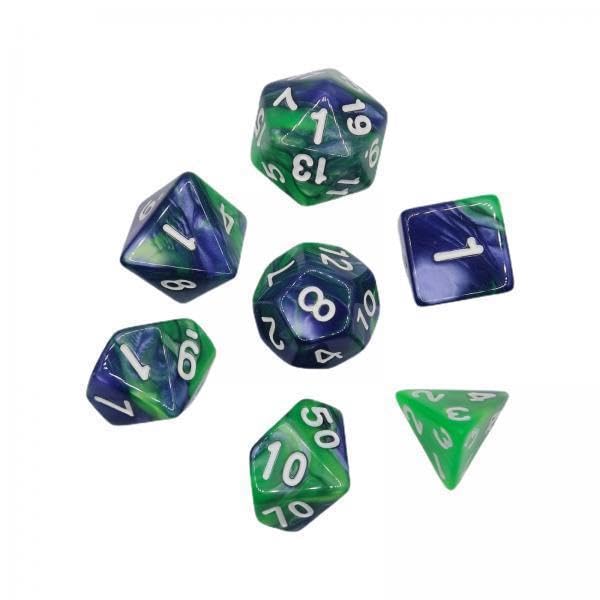 Toy 2x7 Pieces Polyhedral Dice Set Round Corner for Board Games Math Learning Blue Green Game Pieces, Parts-image-34