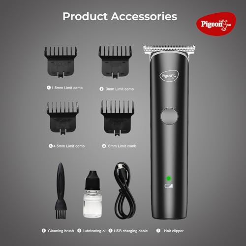 Image of Pigeon Fair Beard IPX6 Trimmer for Men| Stainless Steel Blade| Rechargeable, USB C type Charging| Waterproof| 1.5 HR runtime| 1.5 HR charge time | 2 Years Warranty
