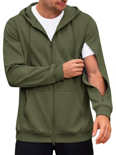 Runcati Mens Dialysis Sweatshirts with Arm Zipper Hemodialysis Jacket