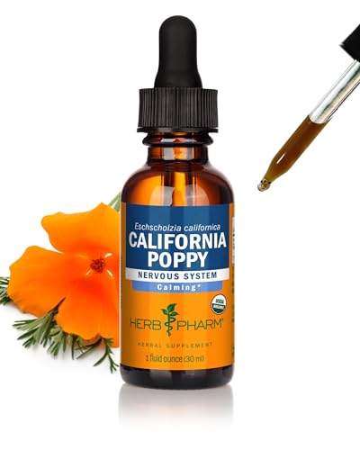 Herb Pharm Certified Organic California Poppy Liquid Extract Drops for Calming Nervous System Support 1 Oz*