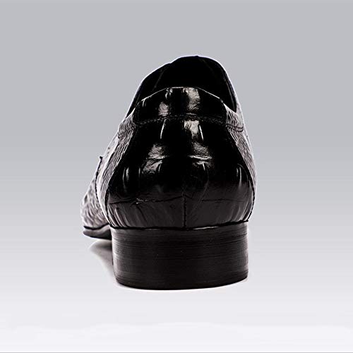 Business Oxford for Men Formal Dress Shoes Lace Up StyleGenuine Leather Embossed Crocodile Texture Pointed Toe Block Heel2