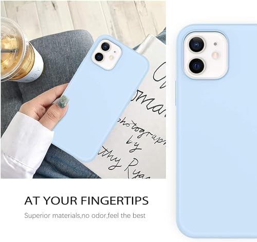 Image of DIZORO Microfiber Candy Case Compatible for iPhone 12 Mini Smooth Touch Cushion Liquid Soft Silicone Non-Slip Full Body Protective Shockproof Back Cover|5.4 inch|Solid (Sierra Blue)