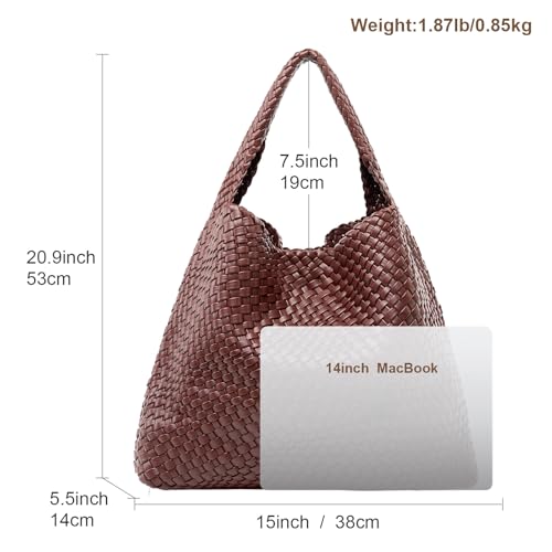 Image of MELOLILA Large Woven Tote Bag for Women Weave Purse Woven Leather Handbag