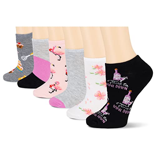 Image of K. Bell women's Fun Food & Drink Low Cut Socks - 6 Pairs - Cool & Cute Novelty Gifts