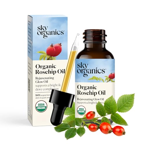 Sky Organics Organic Rosehip Oil (1oz) Cold-Pressed Rosehip Seed Oil,