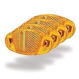 TSTRAUM Katzenaugen Speichenreflektoren - 4 Stück 8cm, StVZO zugelassen, bruchsicher mit Metallclip, starkreflektierend für Rennrad, MTB & Kinderfahrrad (Orange Gelb)