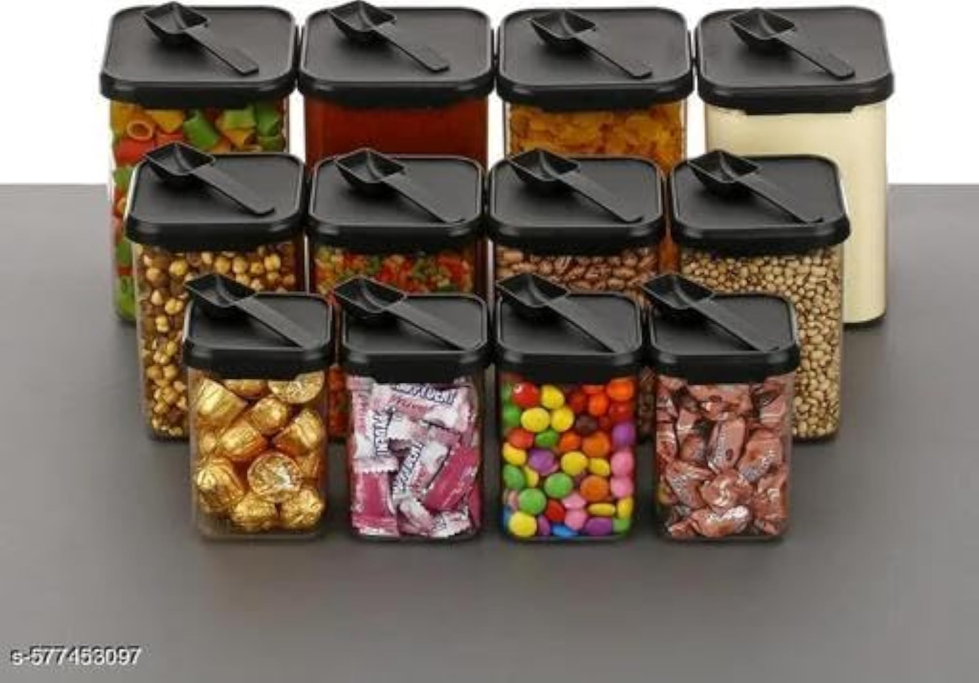 Multipurpose Modular Dry Set with Dispenser, 12 Pc Stackable Jars