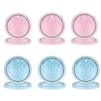 40P Pink and Blue Paper Plates for Her,Girls,Women,Kids Tableware Plates,Sparkling Baby Blue Party Plate Pink Disposable Paper Platefor Birthday Wedding Baby Shower Tableware Dinner Party Plate