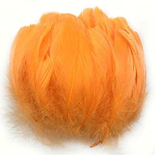 EJY 100Pieces/Pack Colorful Goose Natural Feathers for DIY Making Handmade Arts and Crafts Supplies,Orange