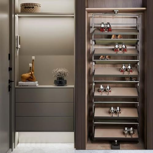 Aménagement dressing avec étagère à chaussures rotative 360 en aluminium - 3