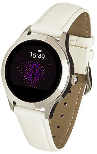Garett Electronics Vrouwen Naomi leren smartwatch, wit, zilver, 5903246284973